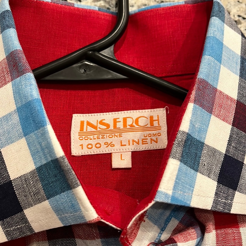 Large Inserch Linen long sleeved button-up shirt